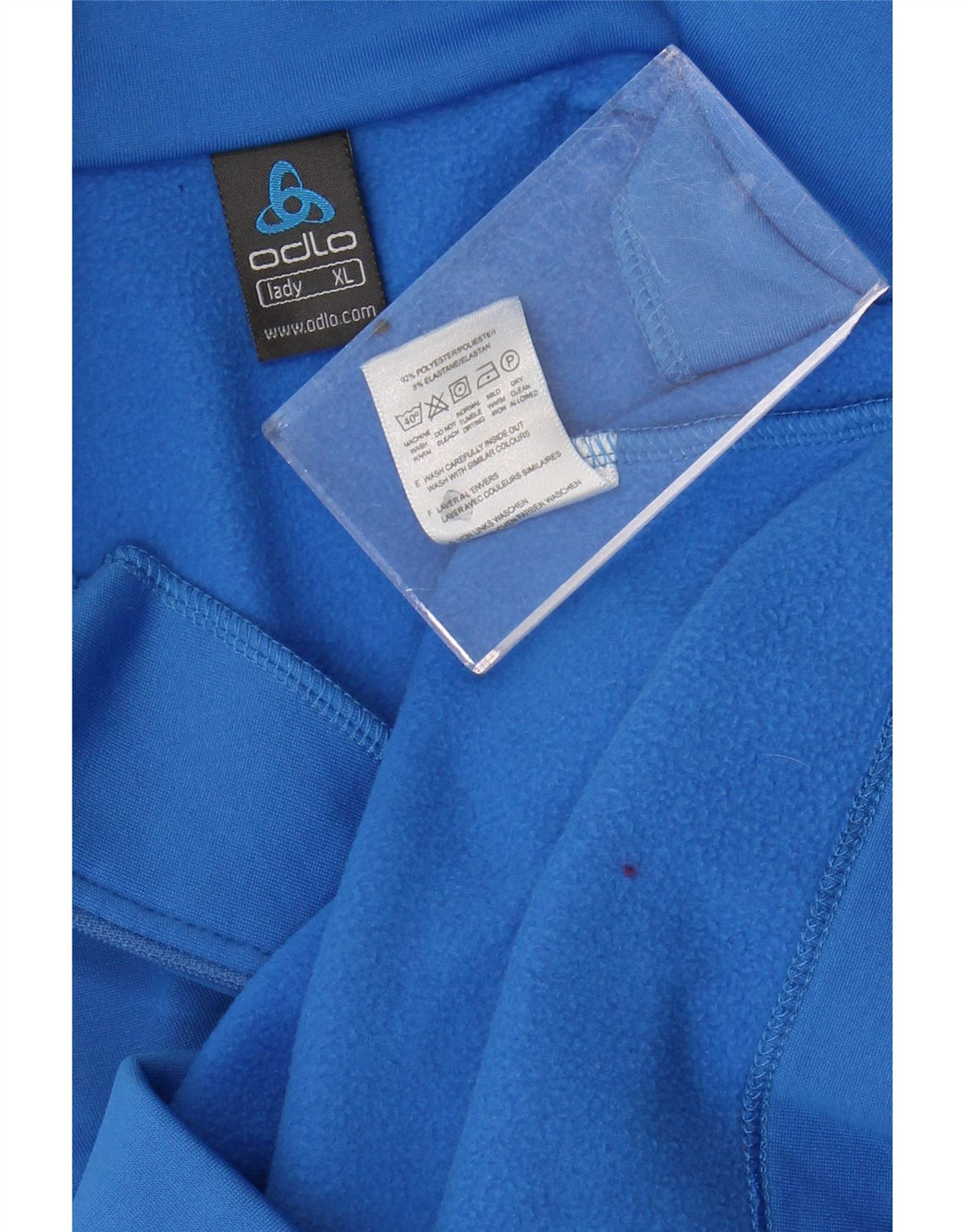 Felpa da donna con collo con zip Odlo, maglione UK 18 XL, poliestere blu