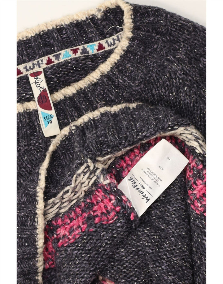 Maglione maglione girocollo da donna Weird Fish UK 10 Small Blu Navy Fair Isle