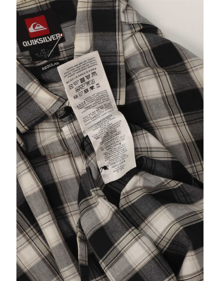 Camicia Quiksilver da uomo a maniche corte, vestibilità regolare, XL, in cotone a quadri grigi
