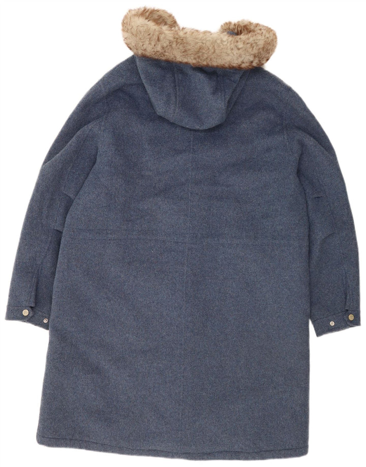 Soprabito oversize con cappuccio da donna Massimo Dutti UK 16 Large Blue Wool