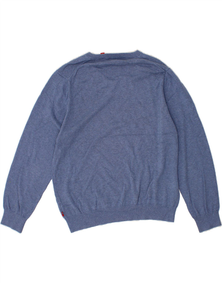 IZOD Mens V-Neck Jumper Sweater Large Navy Blue Cotton Vintage Izod and Second-Hand Izod from Messina Hembry 
