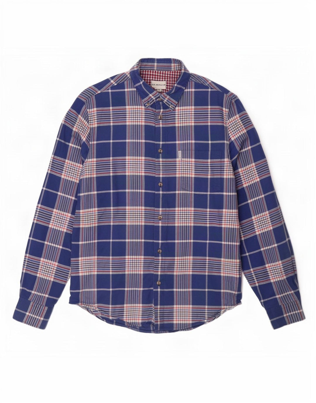 Camicia da uomo Ben Sherman Large in cotone a quadri blu navy