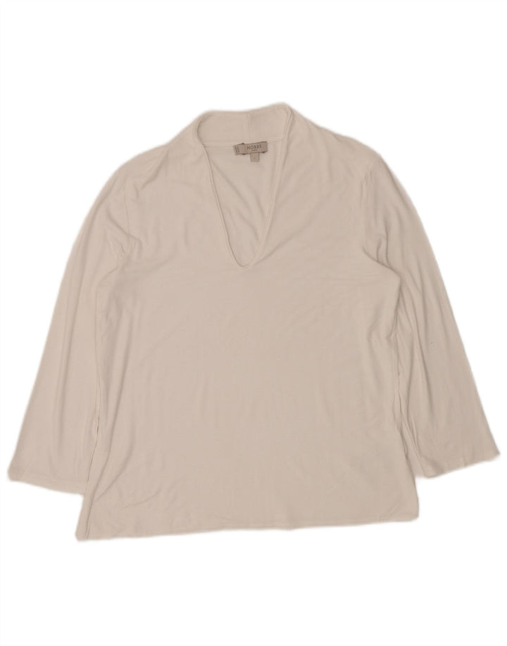 Top da donna HOBBS a maniche lunghe UK 14 Large in viscosa bianca