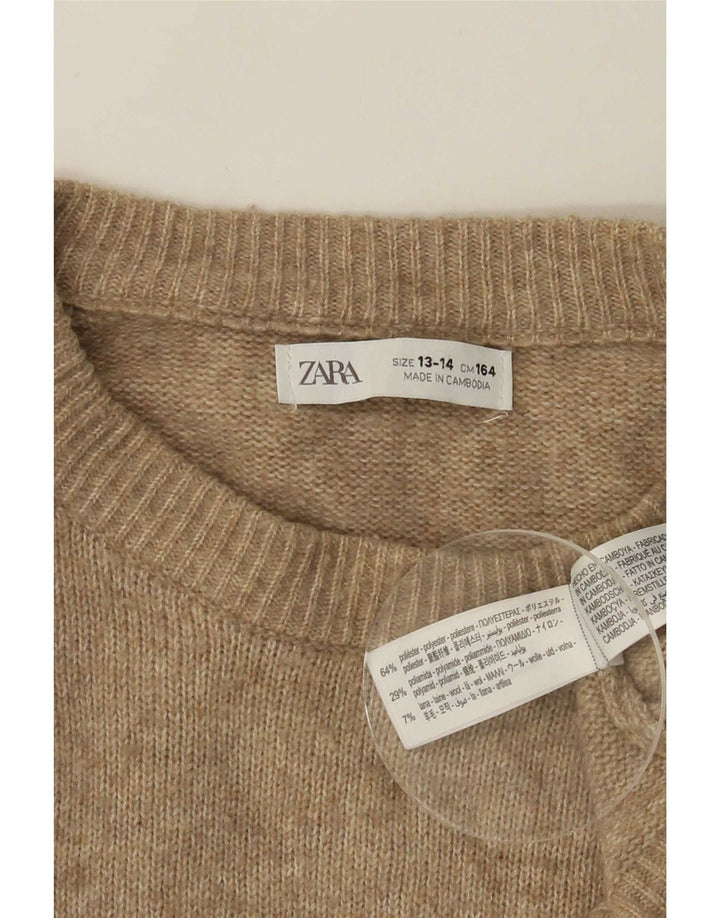 Maglione girocollo da bambino Zara 13-14 anni in poliestere beige