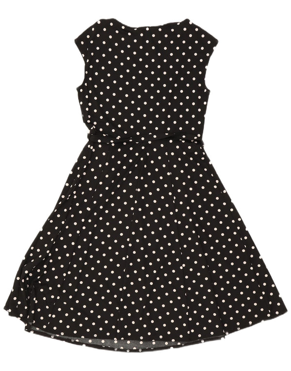 Abito a trapezio senza maniche da donna Wallis UK 12 medio nero a pois