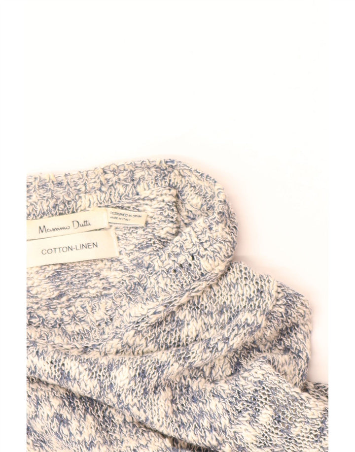 MASSIMO DUTTI Maglione cardigan da donna UK 12 Cotone screziato grigio medio