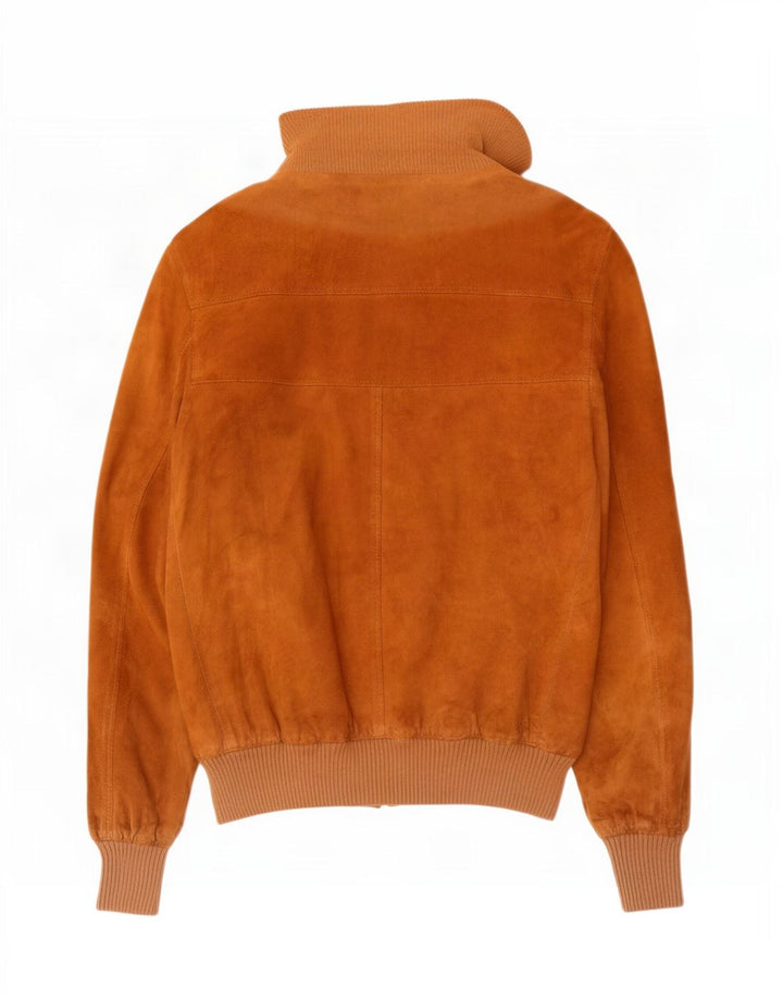 Giubbotto bomber in pelle scamosciata vintage da uomo UK 36 piccolo marrone