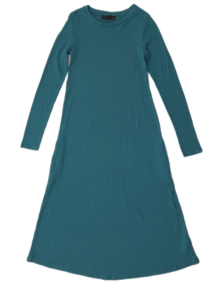 Abito lungo a maniche lunghe da donna Marks & Spencer UK 6 XS poliestere verde