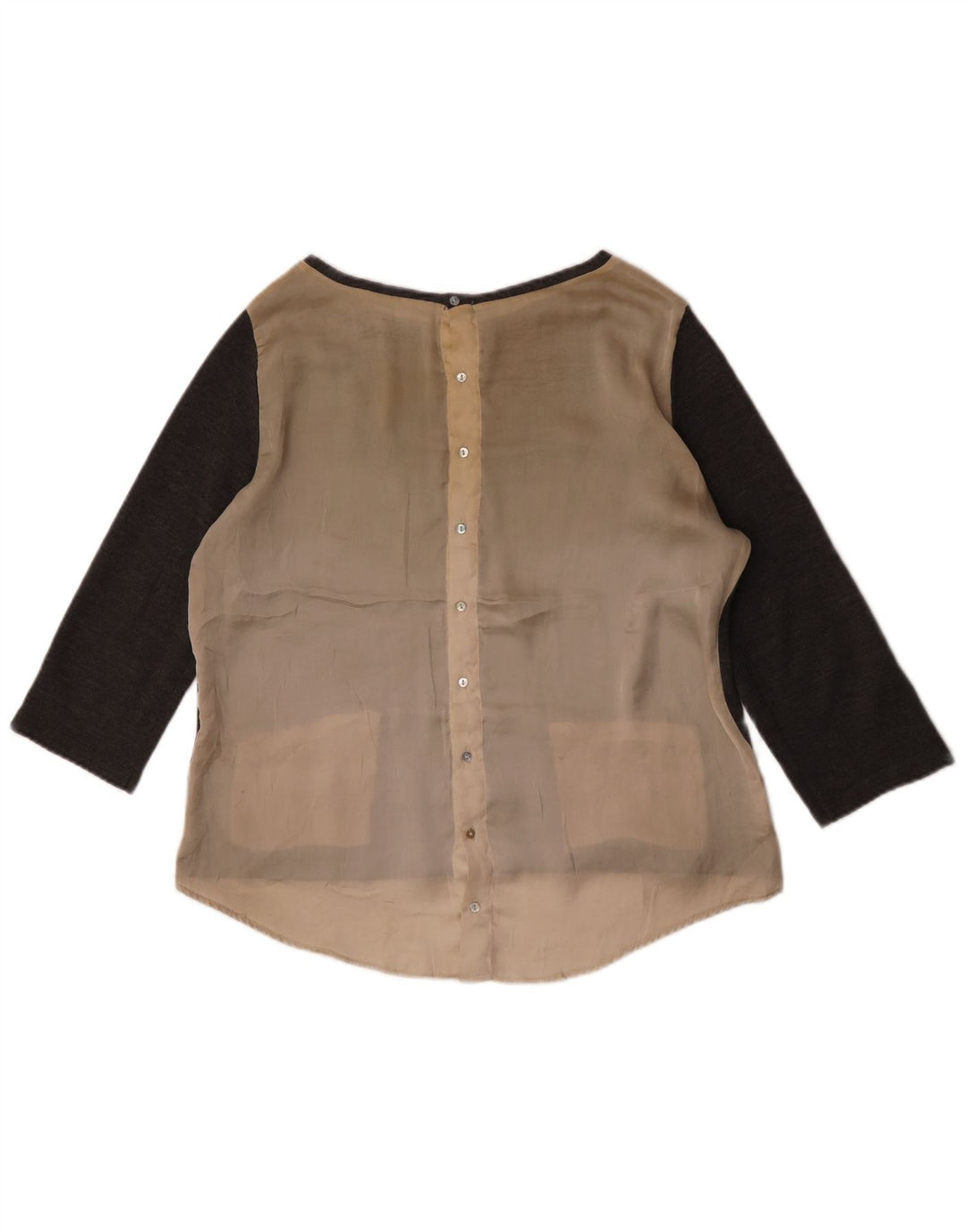 Top Zara da donna con maniche a 3/4, taglia UK 16, grande, grigio, color block