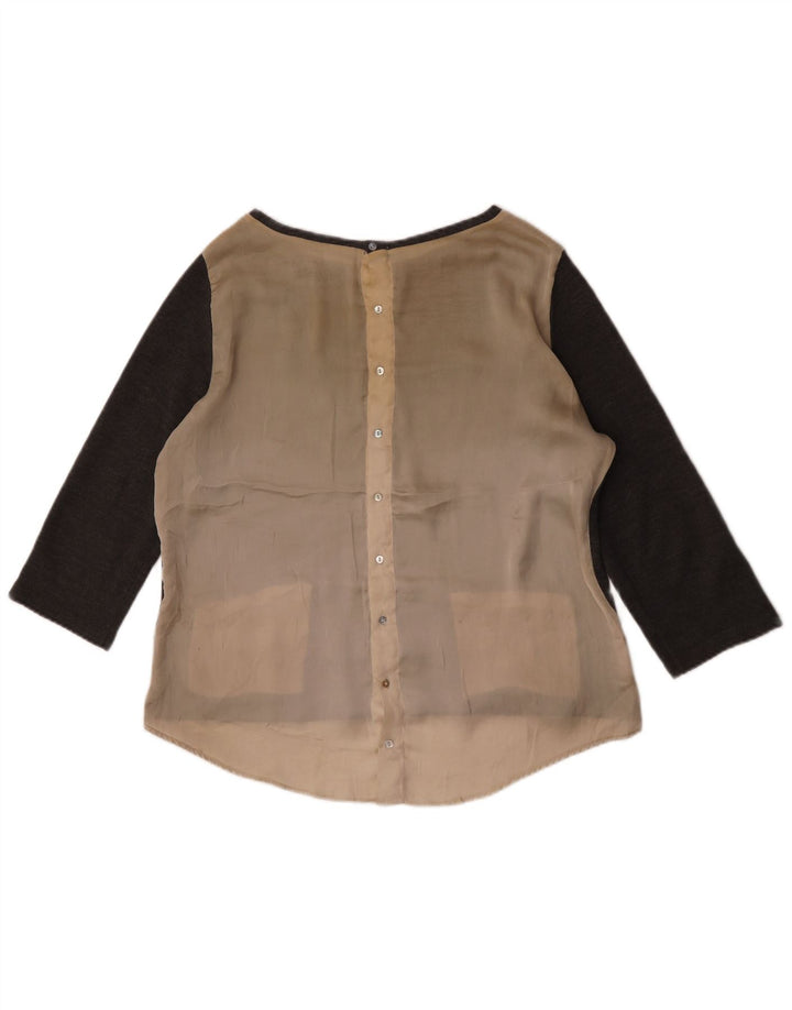 Top Zara da donna con maniche a 3/4, taglia UK 16, grande, grigio, color block