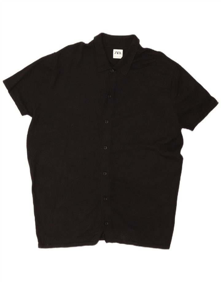 Camicia Zara da uomo in maglia a maniche corte grande nera