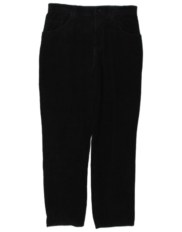 Pantaloni di velluto a coste a vita alta da donna Marks & Spencer UK 10 Small W27 L27 Bla