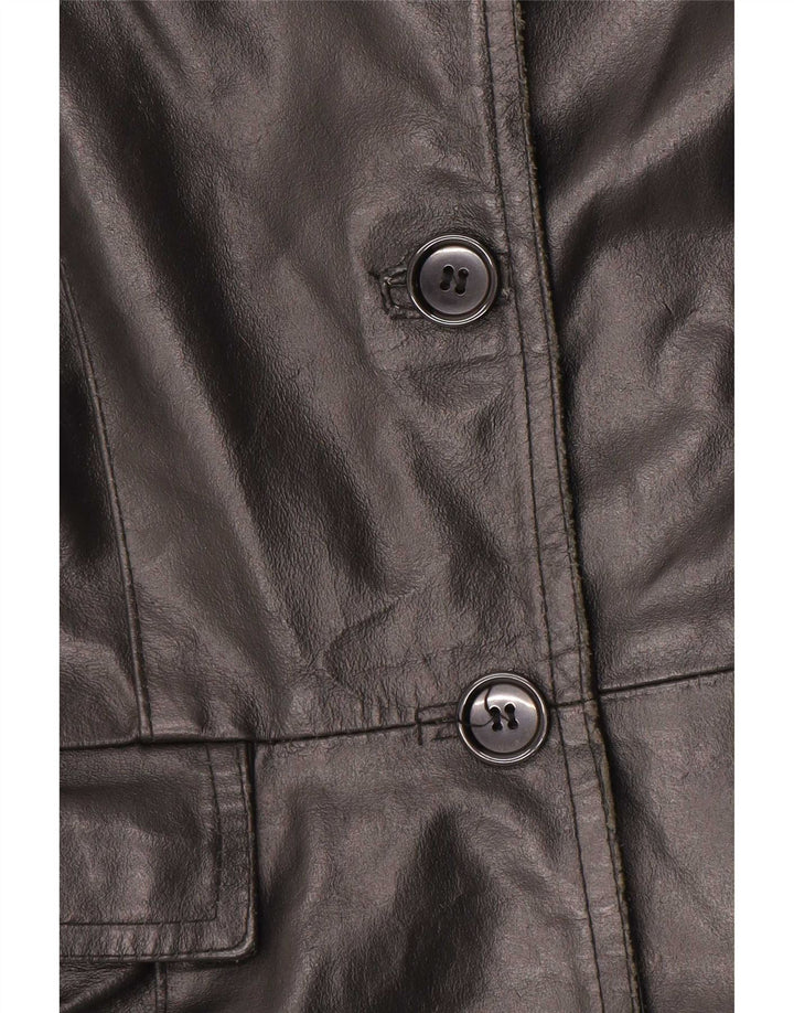 Cappotto in pelle da donna VINTAGE UK 14 Pelle nera media