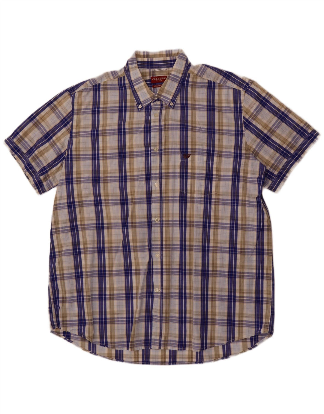 Camicia a maniche corte vestibilità regolare da uomo Carrera 3XL cotone a quadri blu