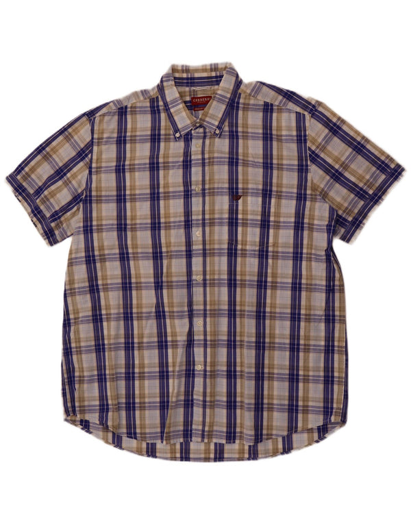 Camicia a maniche corte vestibilità regolare da uomo Carrera 3XL cotone a quadri blu
