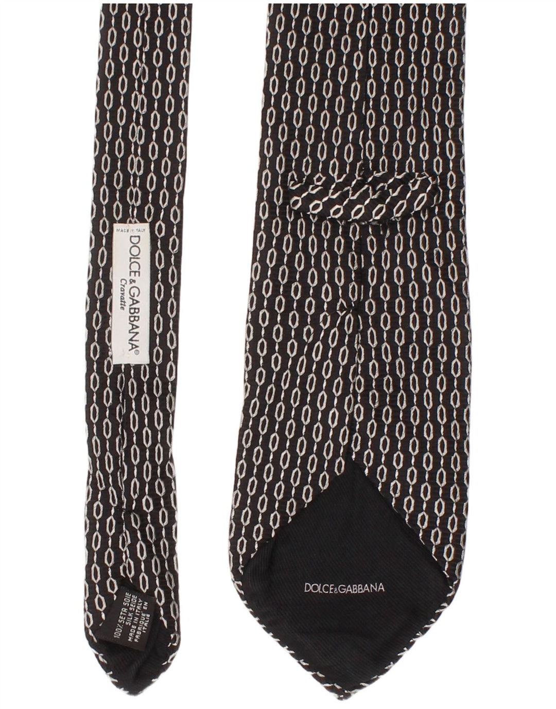 Cravatta da uomo Dolce & Gabbana taglia unica nera geometrica in seta classica