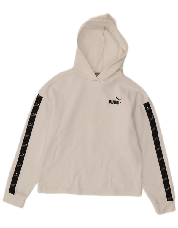 Felpa con cappuccio corta grafica per ragazze Puma 13-14 anni Colorblock bianco