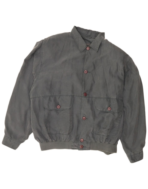 Giubbotto bomber vintage da uomo UK 40 grande seta grigia