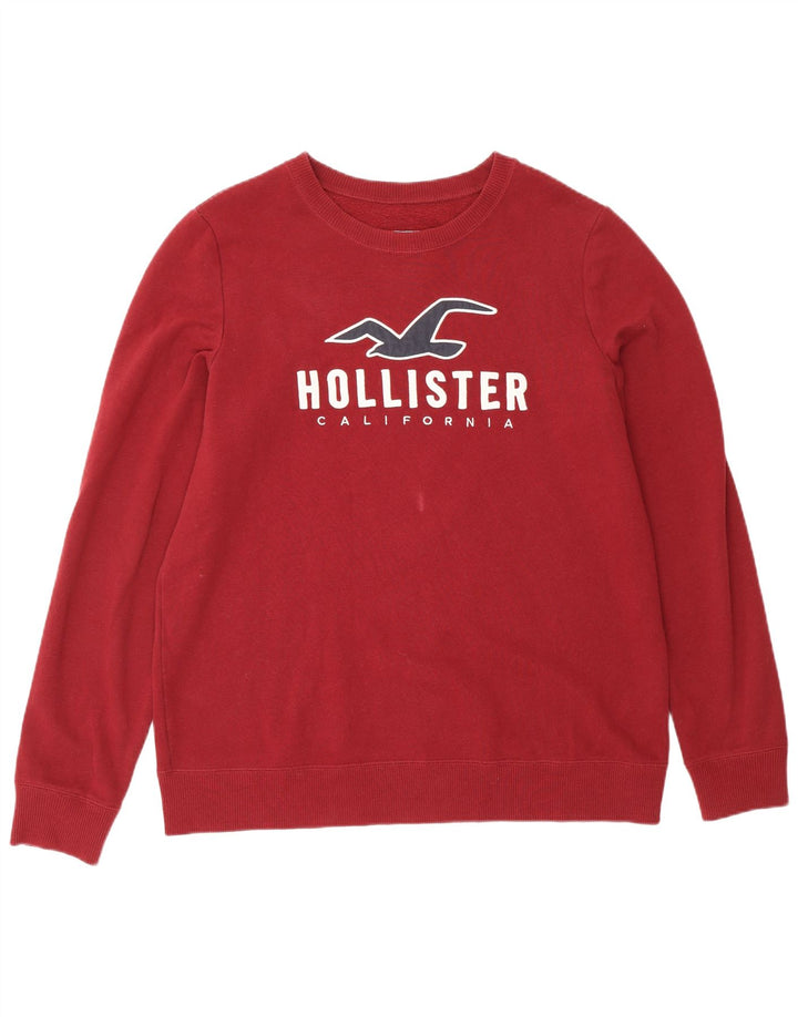 HOLLISTER Felpa grafica da uomo Maglione grande in cotone bordeaux