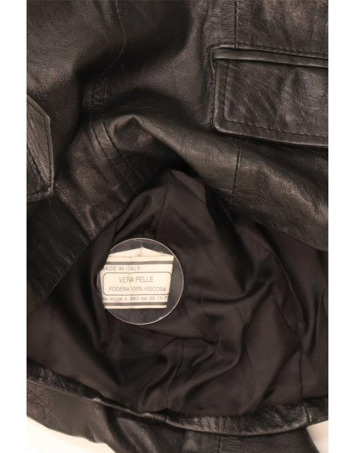 Giacca blazer in pelle a 3 bottoni Imperial da donna UK 10 piccola nera