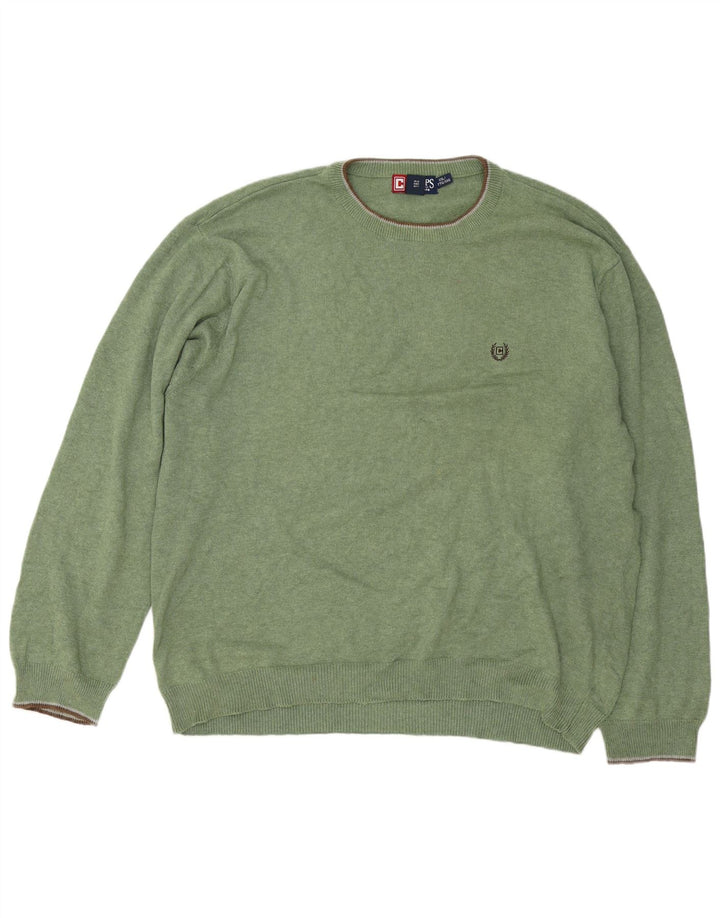 Maglione maglione girocollo vestibilità regolare da uomo Chaps 2XL cotone verde