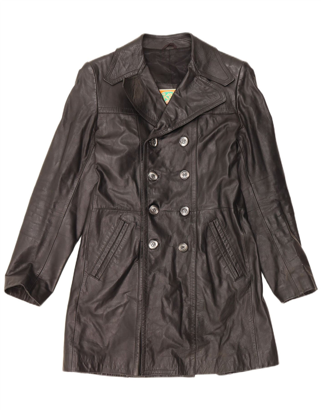 Cappotto in pelle da uomo VINTAGE IT 48 Medio in pelle nera