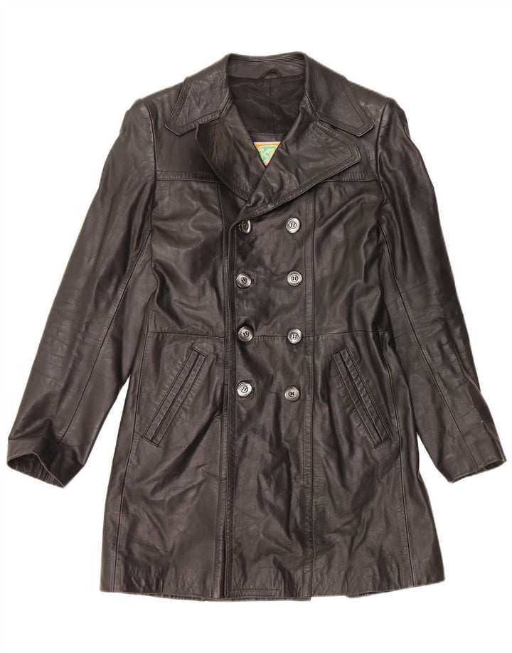Cappotto in pelle da uomo VINTAGE IT 48 Medio in pelle nera