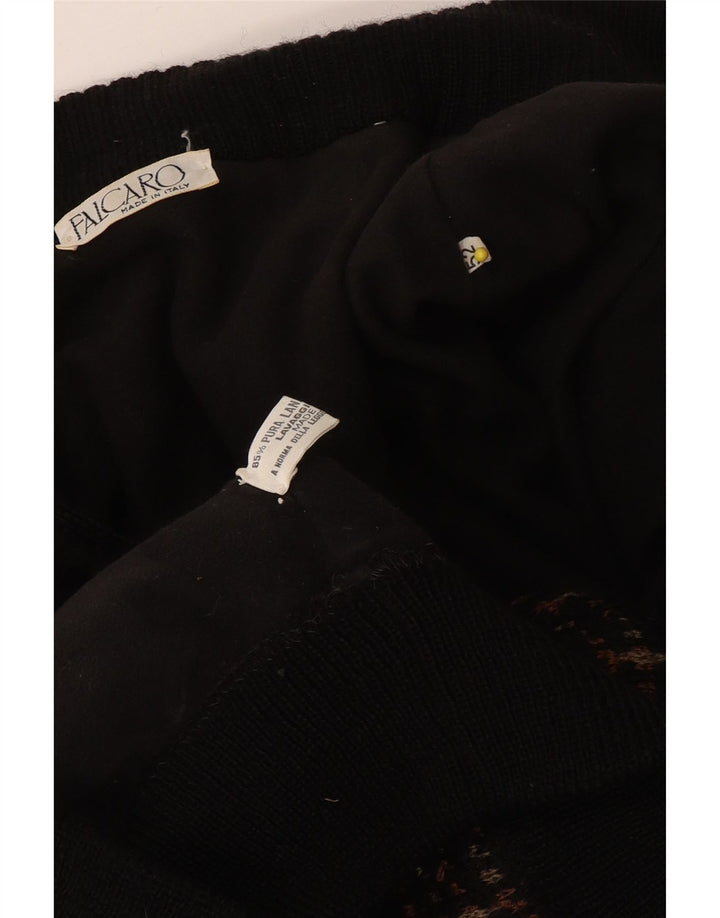 Maglione cardigan uomo Falcaro IT 52 Large nero geometrico in lana