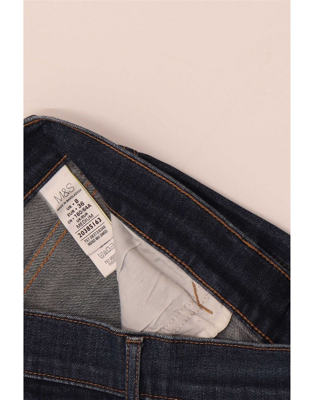 Jeans a zampa da donna Marks & Spencer UK 8 Small W28 L28 Blu Navy Cotone
