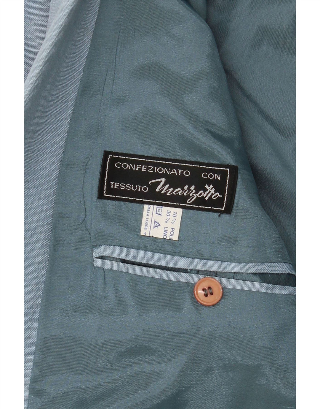 MARZOTTO Mens 2 Button Blazer Jacket UK 38 Medium Blue Polyester Vintage Marzotto and Second-Hand Marzotto from Messina Hembry 