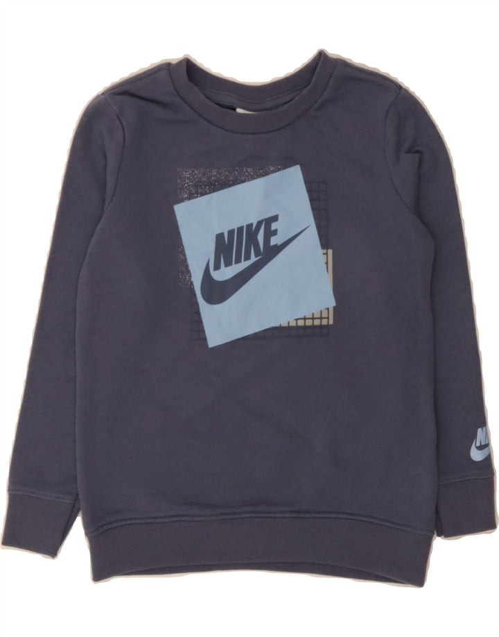 NIKE Boys Graphic Sweatshirt Jumper 5-6 Years Medium  Navy Blue Cotton Vintage Nike and Second-Hand Nike from Messina Hembry 