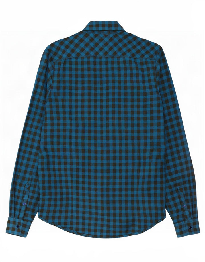 Camicia da uomo in flanella slim fit Penguin Heritage, cotone a quadretti blu medio