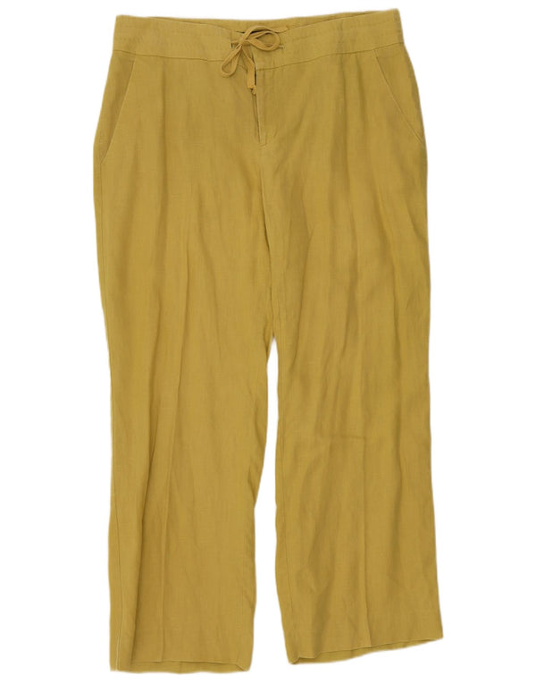 Pantaloni casual a gamba larga da donna Zara XL W32 L30 Lino giallo