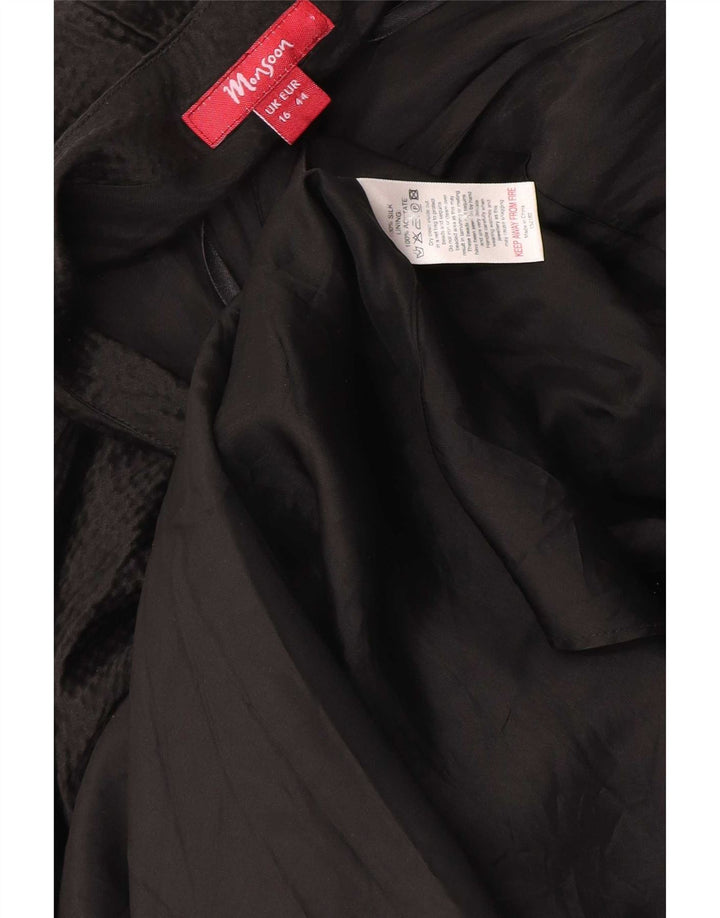 Abito lungo da donna Monsoon con scollo all'americana UK 16 Grande seta nera