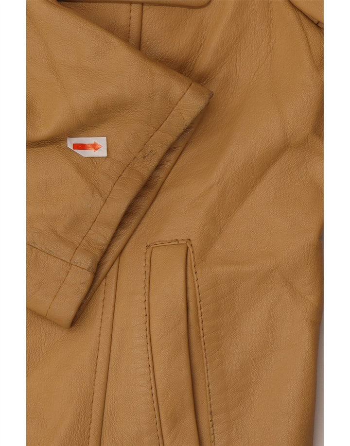 VINTAGE Womens Leather Jacket IT 50 XL Beige Leather