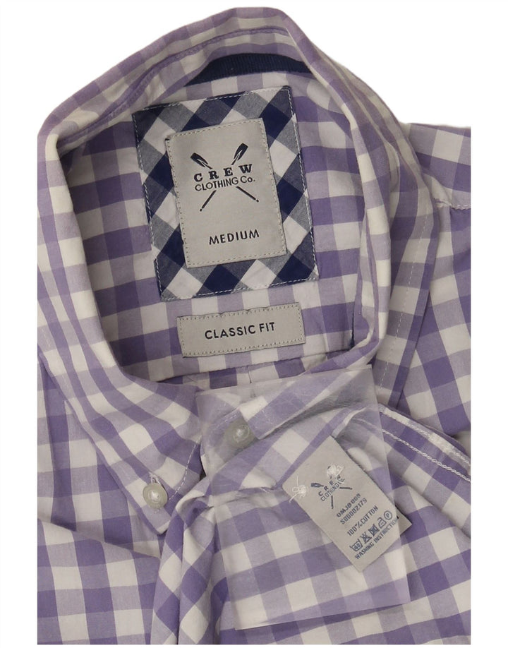 Crew Clothing Camicia da uomo dalla vestibilità classica in cotone a quadretti viola medio
