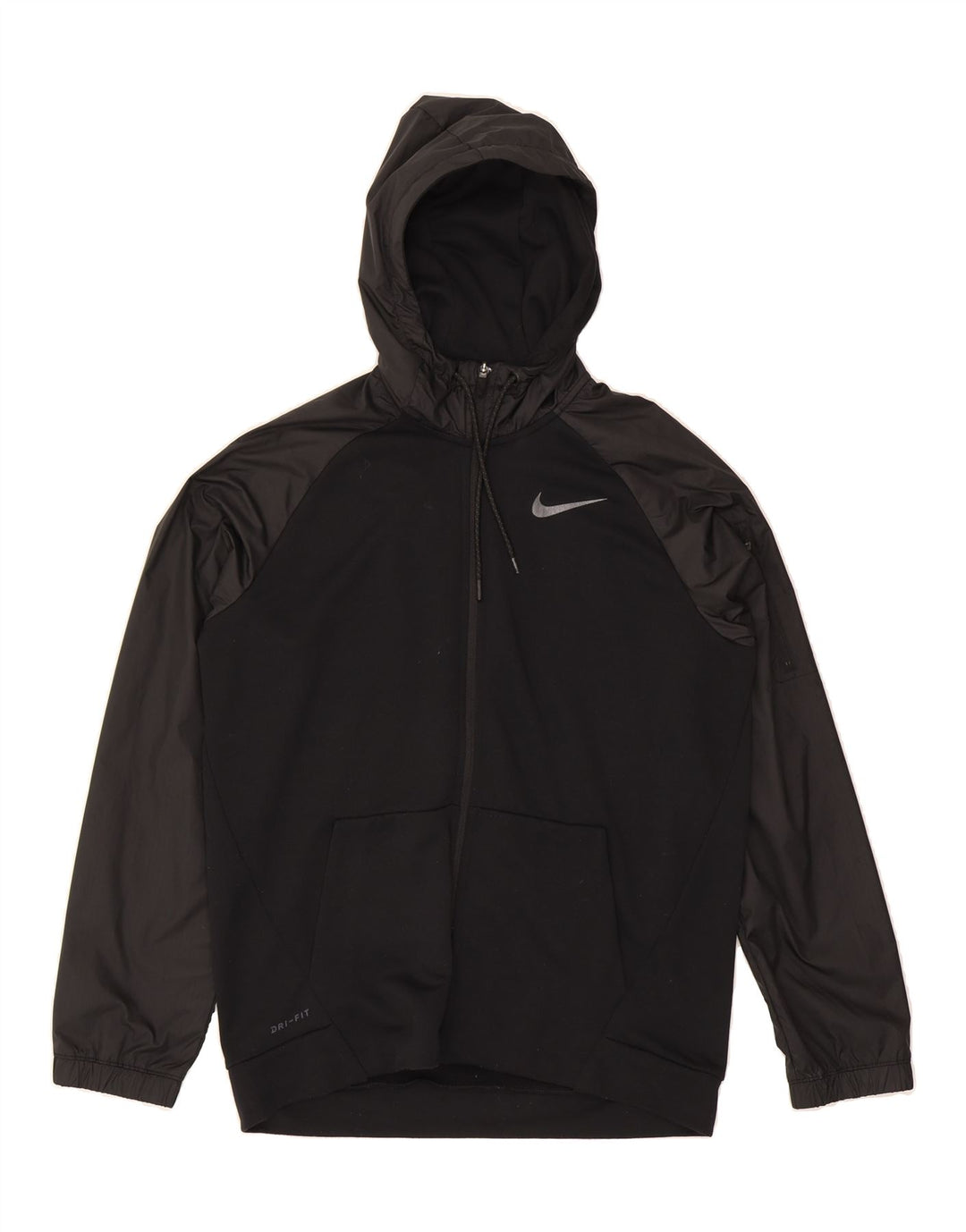 ADIDAS Womens Dri Fit Zip Hoodie Sweater UK 14 Medium Black Polyester Vintage Adidas and Second-Hand Adidas from Messina Hembry 