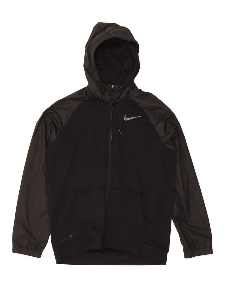 ADIDAS Womens Dri Fit Zip Hoodie Sweater UK 14 Medium Black Polyester Vintage Adidas and Second-Hand Adidas from Messina Hembry 