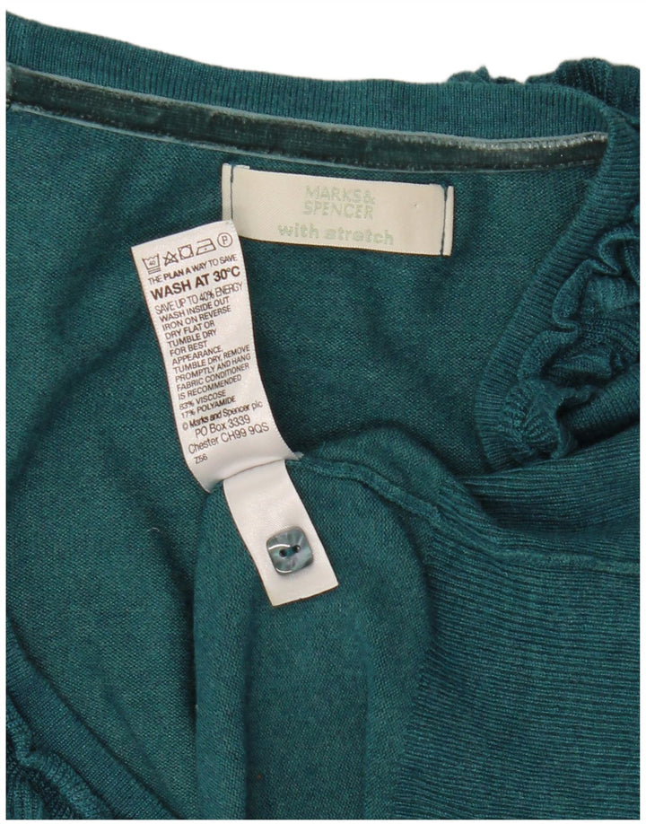 Maglione cardigan corto da donna Marks & Spencer UK 12 verde medio
