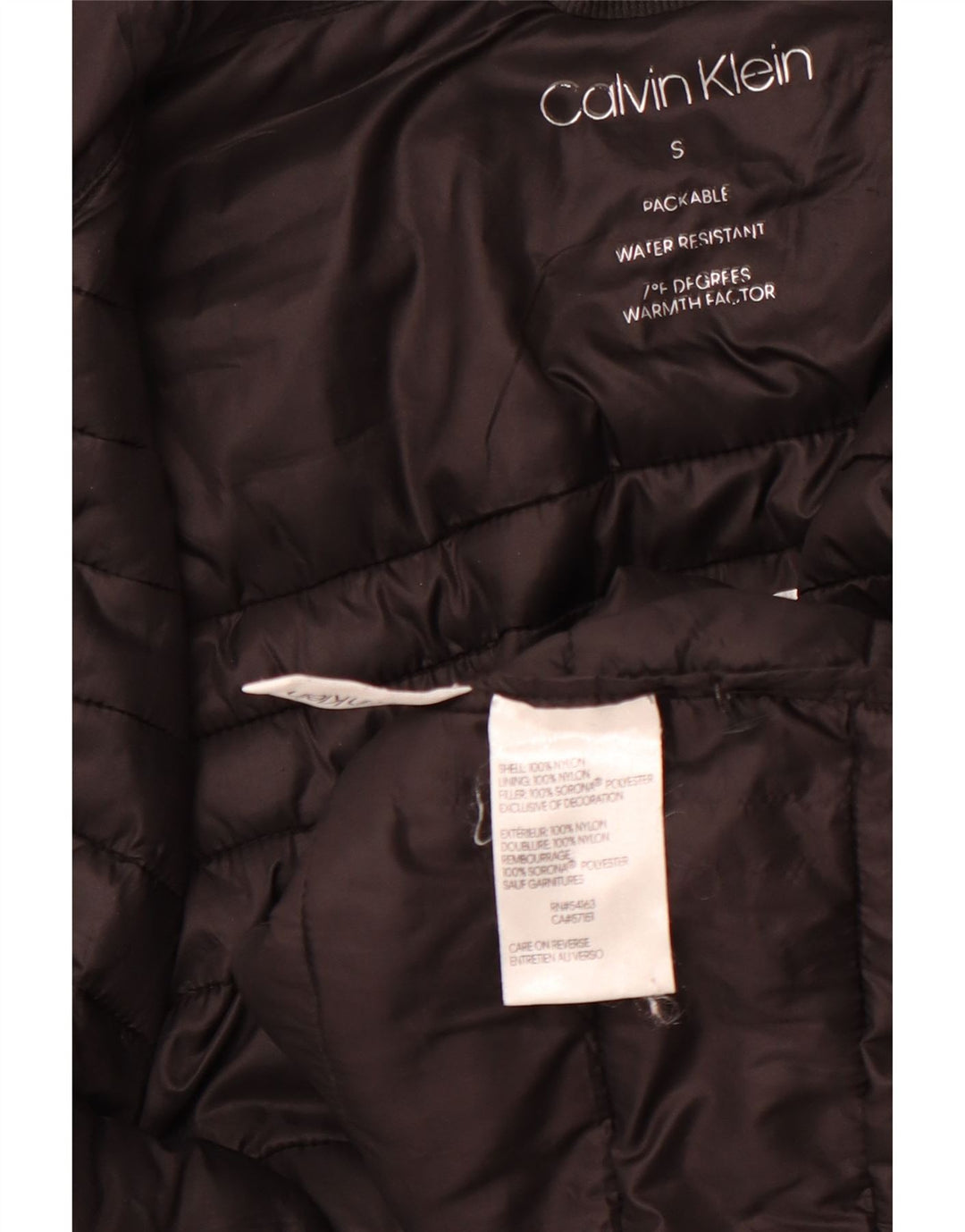 CALVIN KLEIN Giacca imbottita con grafica da uomo UK 36 Small Nylon nero