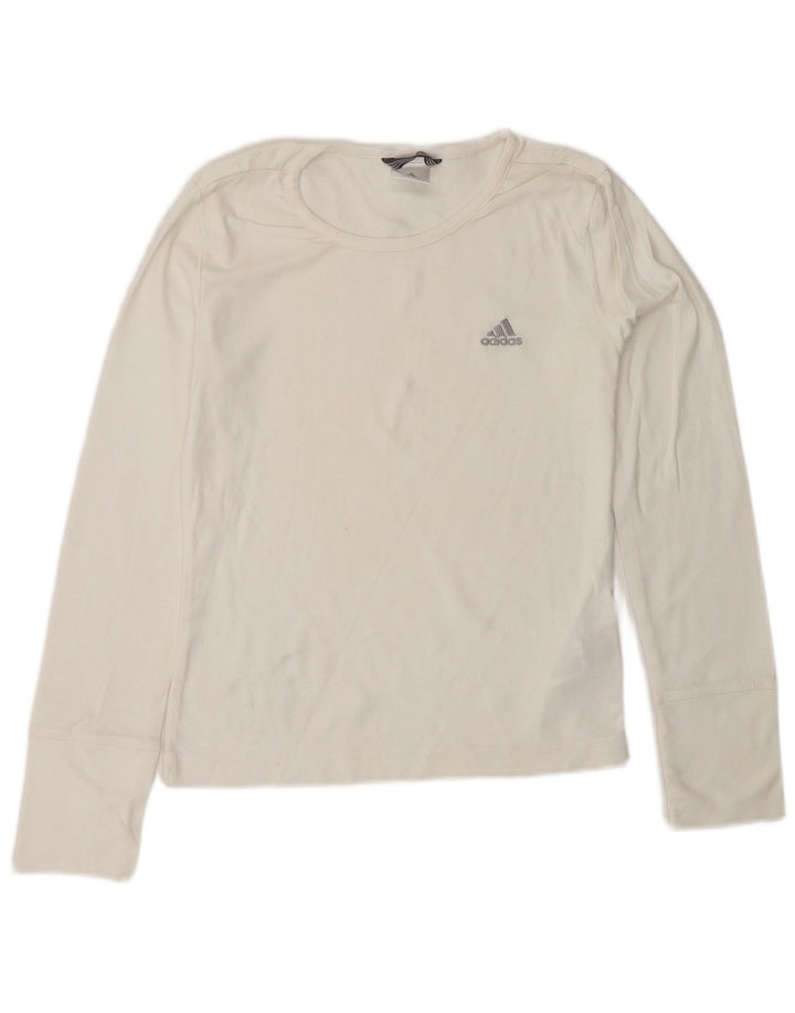 Maglia ADIDAS da donna a manica lunga UK 10 piccola in cotone bianco