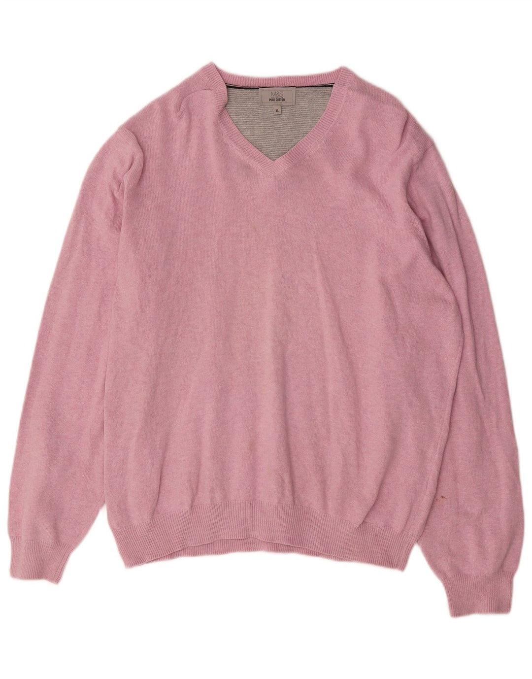 Maglione da uomo con scollo a V Marks & Spencer XL in cotone rosa