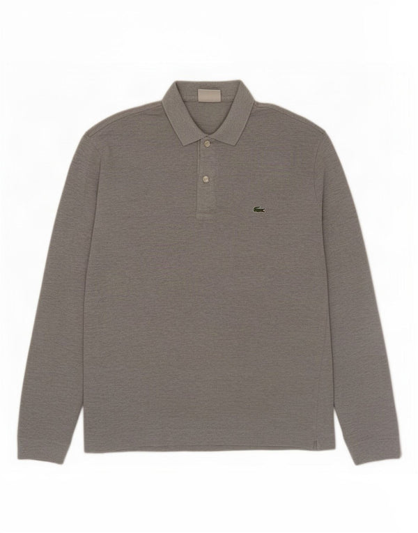 Lacoste Mens Long Sleeve Slim Fit Polo Shirt Size 6 XL Grey Flecked Cotton