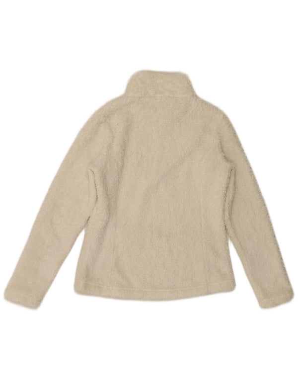 Patagonia Maglione in pile da donna con collo con zip UK 10 Small Poliestere bianco sporco