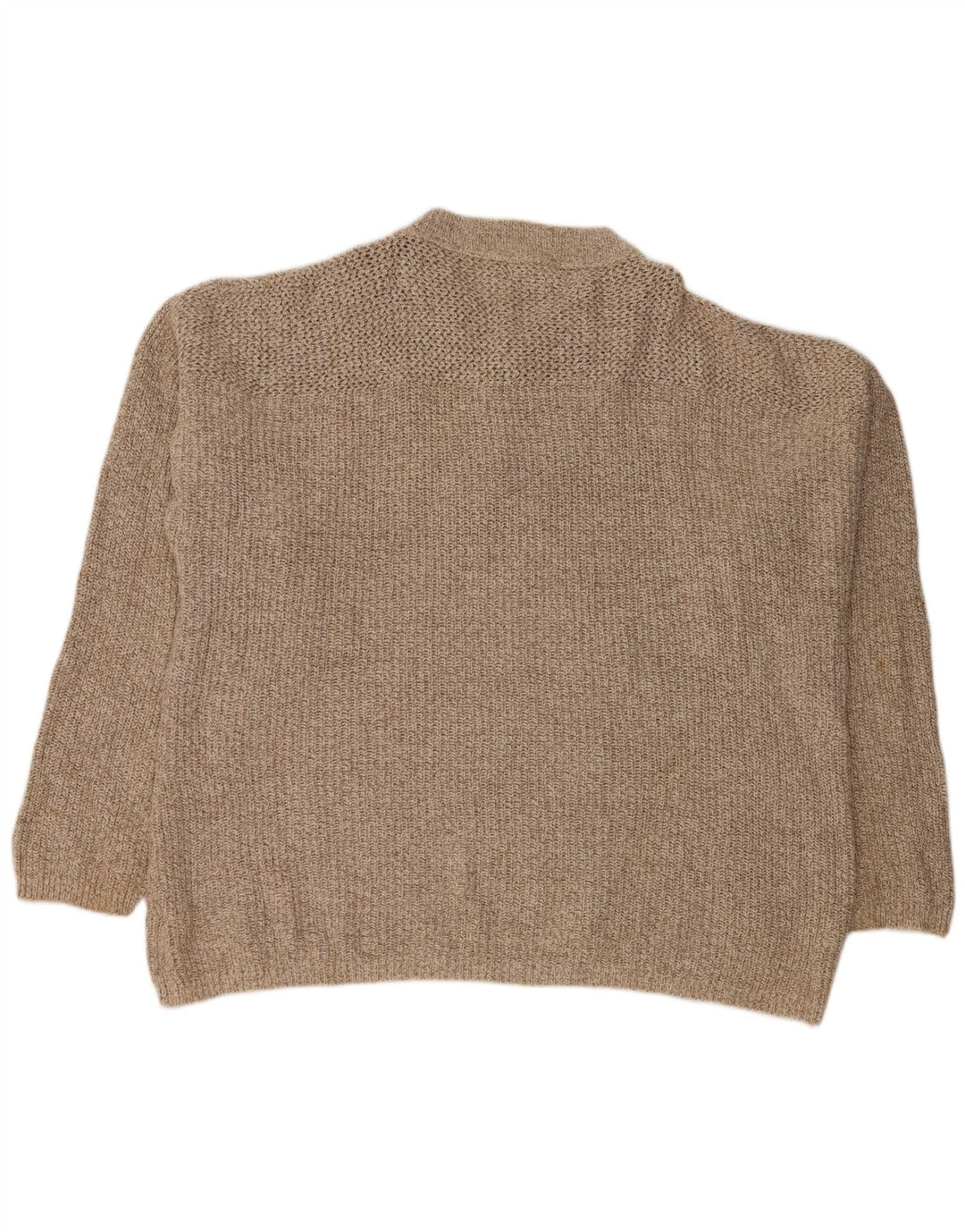EDDIE BAUER Maglione da uomo oversize con collo a bottoni XL Beige chiazzato