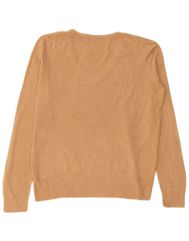 Maglione da donna con scollo a V Marks & Spencer UK 12 Acrilico beige medio