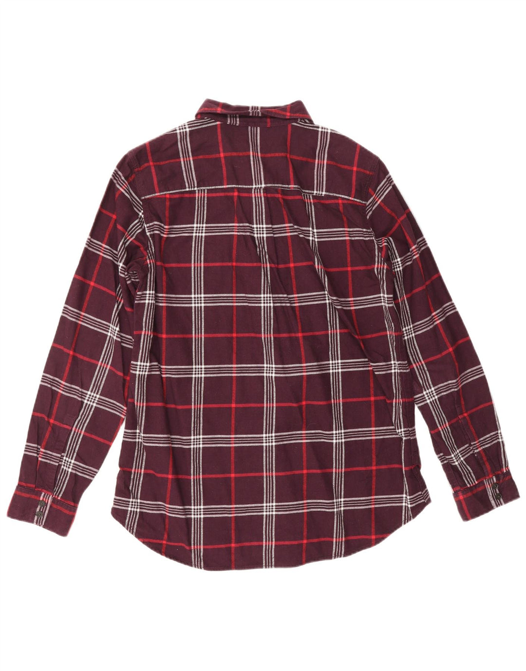 EDDIE BAUER Camicia da donna in flanella dalla vestibilità classica UK 14 Check bordeaux medio