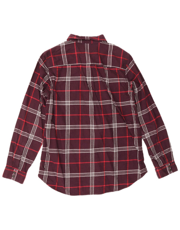 EDDIE BAUER Camicia da donna in flanella dalla vestibilità classica UK 14 Check bordeaux medio