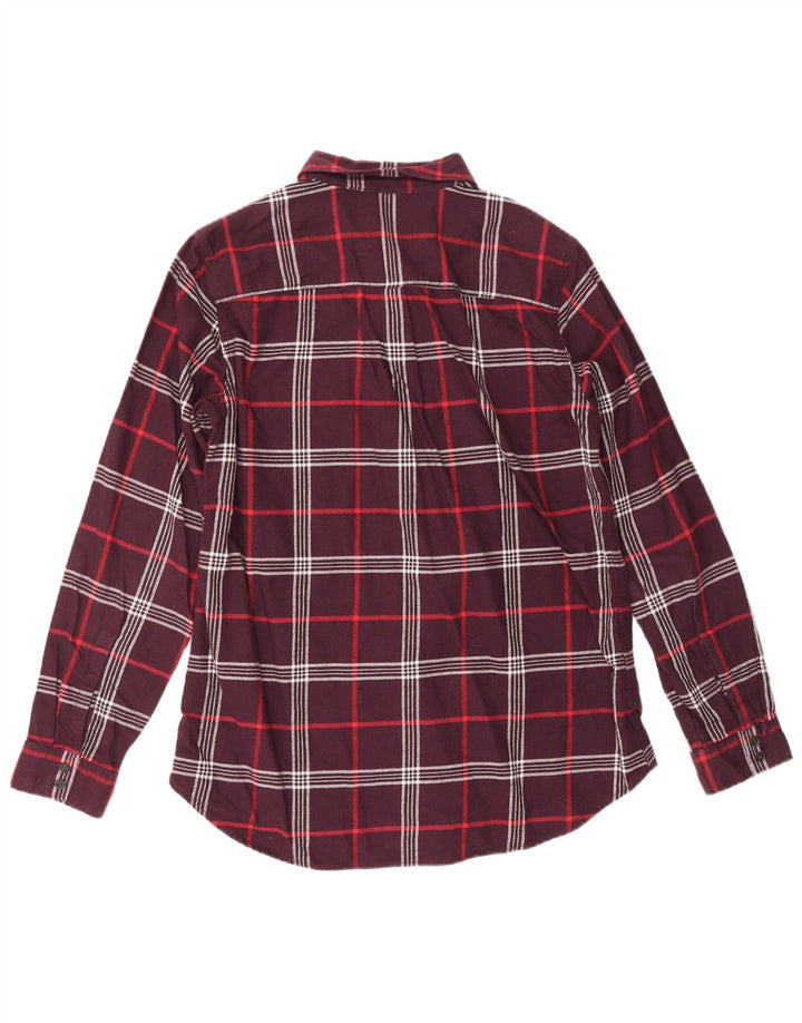 EDDIE BAUER Camicia da donna in flanella dalla vestibilità classica UK 14 Check bordeaux medio