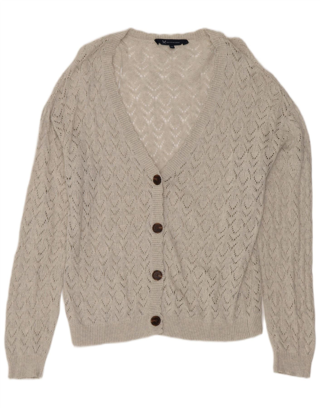 Crew Clothing Maglione cardigan oversize da donna UK 12 Cotone grigio medio